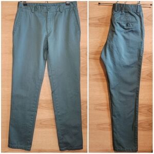 LUIGI BATANI ITALY MEN'S 100% COTTON CHINO PANT GREEN SIZE 32 ULTRA-SOFT EUC!